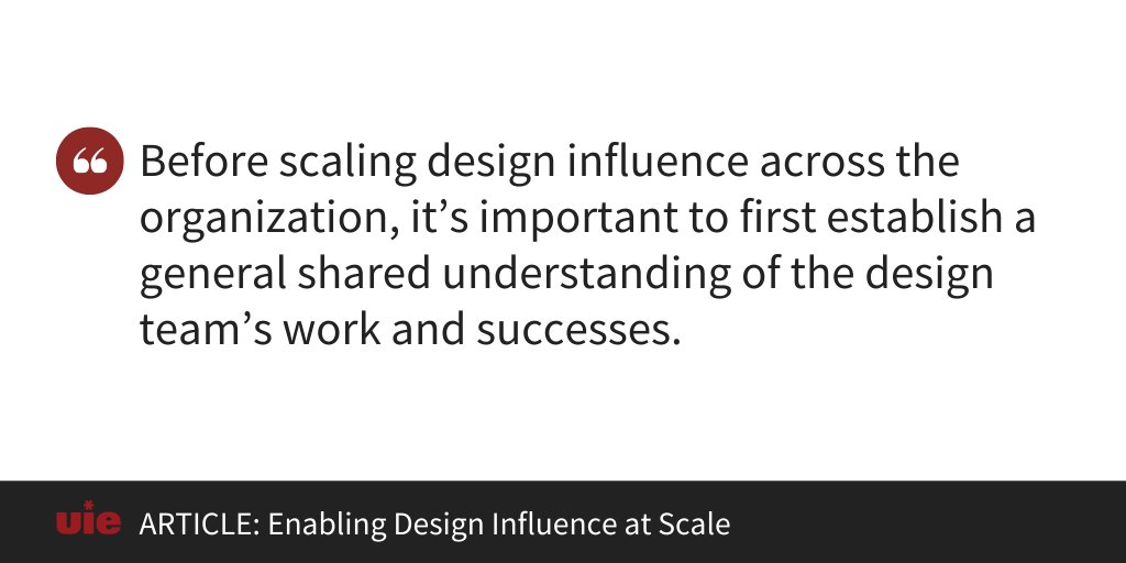 jmspool's tweet photo. Before scaling design influence across the organization, it’s important to first establish a general shared understanding of the design team’s work and successes.

https://t.co/vuZr3vNYKQ https://t.co/c3AFITsWGE