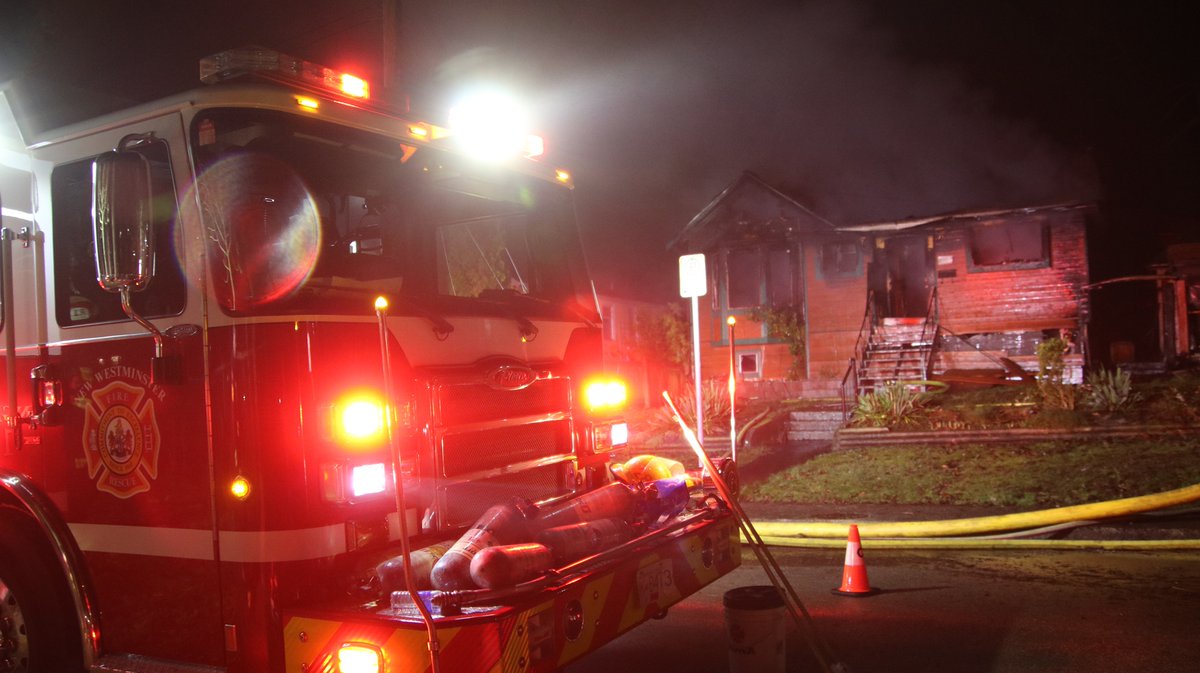 Early Monday morning New Westminster Firefighter were called to a vacant house fire on Wilson St. First in crews found the house fully involved in fire. Crews were able to stop the fire from spreading to neighboring homes. <a href="/NewWestFF/">New Westminster Firefighters</a> <a href="/NewWestPD/">New Westminster Police Department</a>