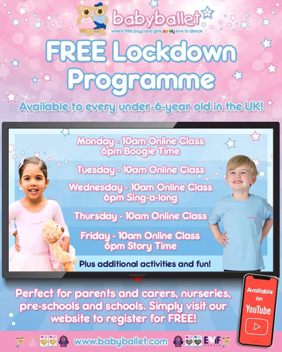 babyballet's tweet photo. Have you heard about our FREE Lockdown Programme? Nearly 11,000 children across the UK have been enjoying daily online classes and activities 😃🌈 REGISTER FOR FREE AT: https://t.co/ADHnIsl8UI

#lockdown #lockdownactivities #lockdownactivitiesforchildren #thingstodoinlockdown https://t.co/UZiWJXgpEu