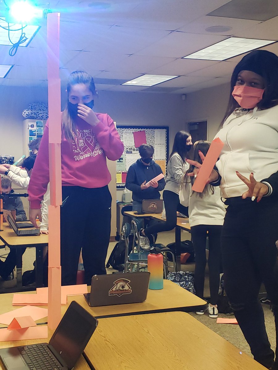 pomerjul16's tweet photo. Students using #codedotorg #problemsolving process to build paper towers in #computerscience. So interesting to see how students go about solving the problems, at first they think its impossible and then surprise themselves. #growthmindset https://t.co/q3tVUm1tj0