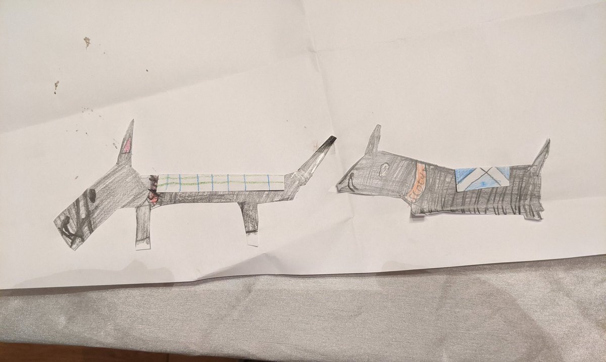 GillianHalcrow's tweet photo. So much fun with Mrs McLeods Scottish art work this week. Scottie dogs and a haggis. With a rainbow thrown in @MissSinclairCPS https://t.co/aGhQQI0XGJ