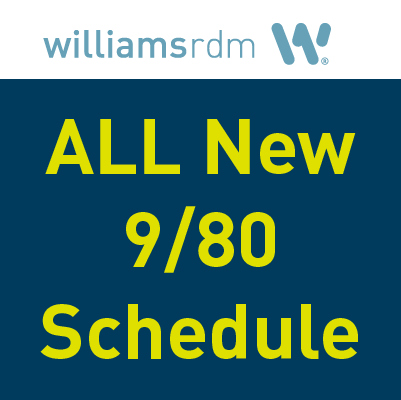 WilliamsRDM's tweet photo. On Monday, January 11, 2021, WilliamsRDM began operating on a 9/80 work schedule, with new hours for our employees, but somewhat regular hours for visitors and deliveries. 1/4 https://t.co/akxPWnJHWm
