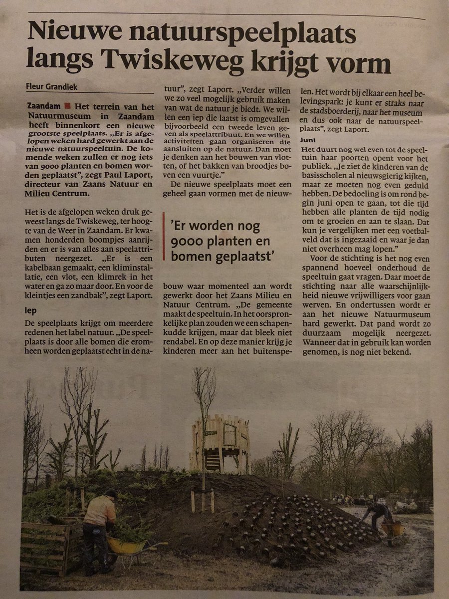 MarcvdGeer's tweet photo. Zaandam krijgt er een mooi speelterrein bij! Mooi initiatief van #ZNMC ! Heel fijn voor de kinderen, nu bijna alle #rommellandjes zijn verdwenen en veel kinderen het avontuur van buiten spelen niet meer leren kennen. @LaportPaul https://t.co/vfnopJMll8