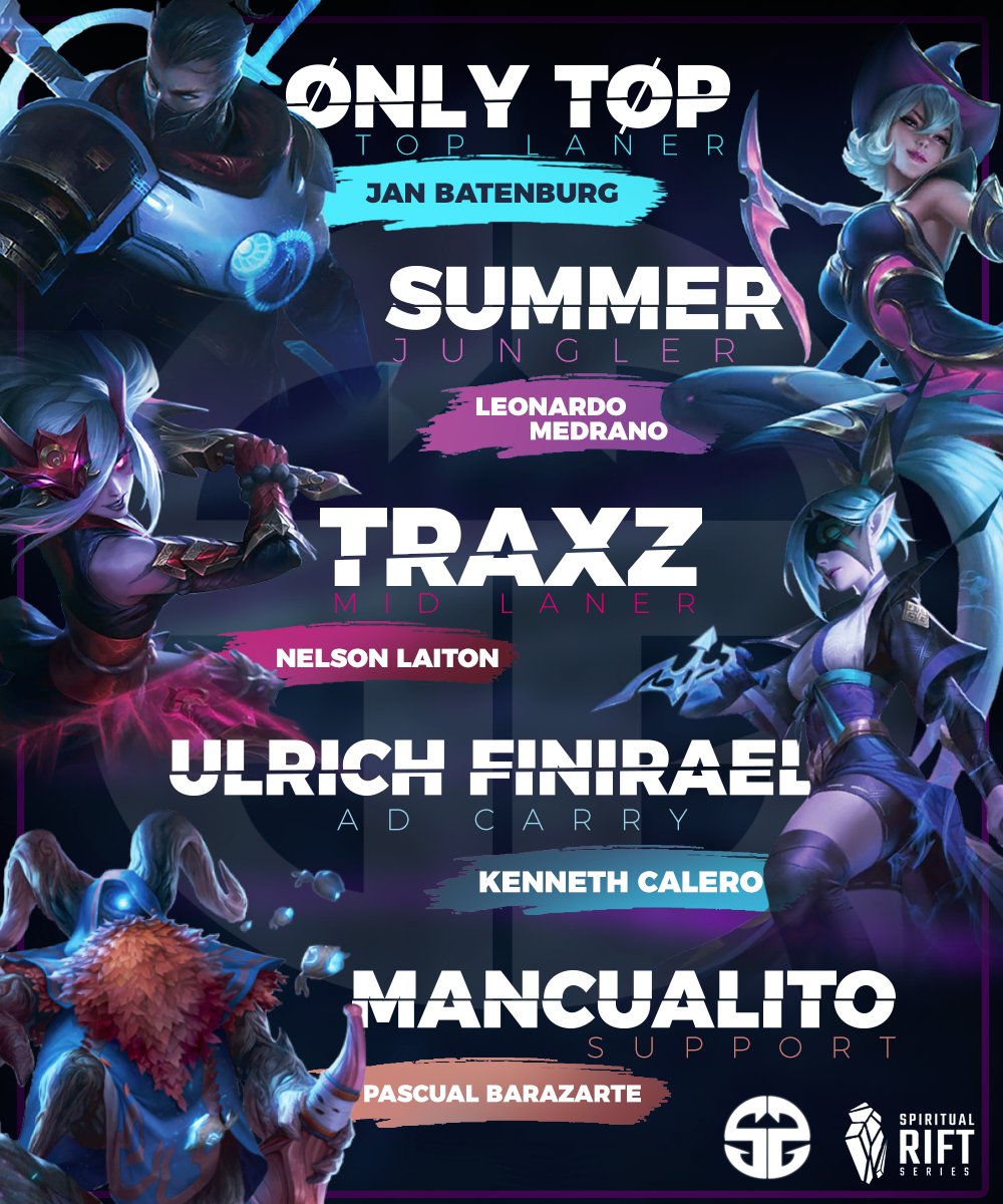 Nosotros estamos listos y aquí les presentamos nuestro roster oficial para el Spiritual Rift Series fase 1 evento realizado por LGA Play, esperamos su apoyo! #SRS #GoSSD
<a href="/jandbl93/">Jbatenburg</a> <a href="/TraxzLC/">Traxz</a> <a href="/Summersiito/">Leonardo Medrano</a> <a href="/TheRestUnspoken/">Ulrich Finirael</a> @mancualito