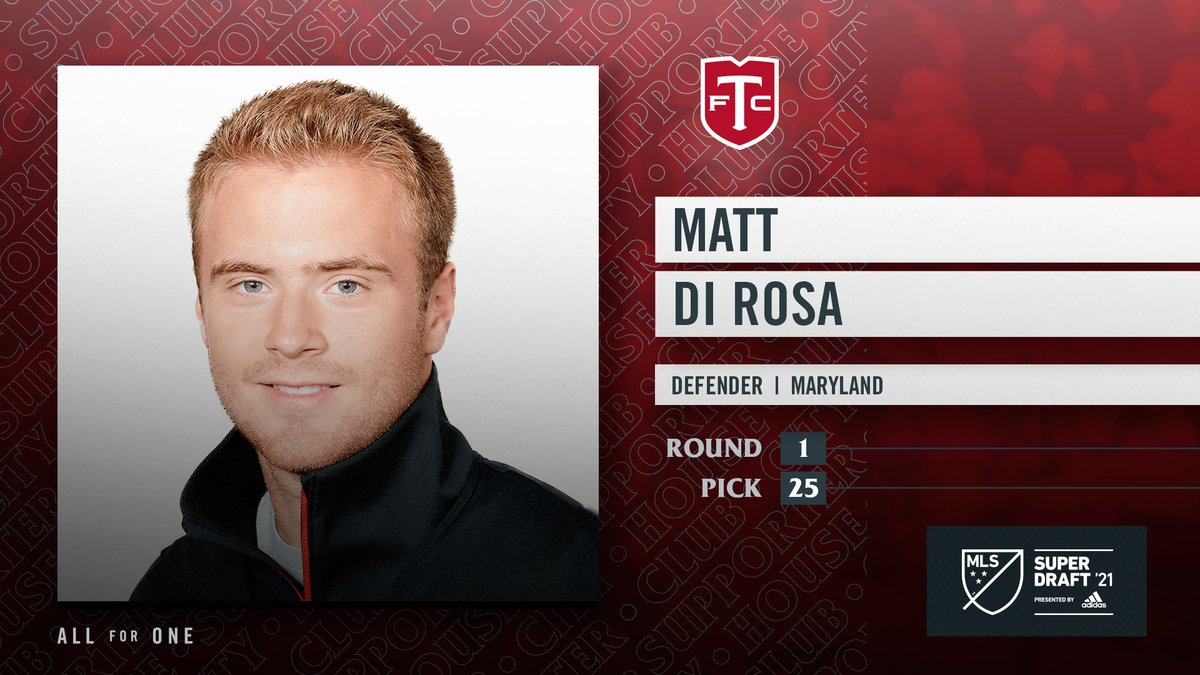 With the 25th pick of the 2021 MLS #SuperDraft, the Reds select defender Matt Di Rosa (@mattdirosa) out of @MarylandMSoccer. #TFCLive