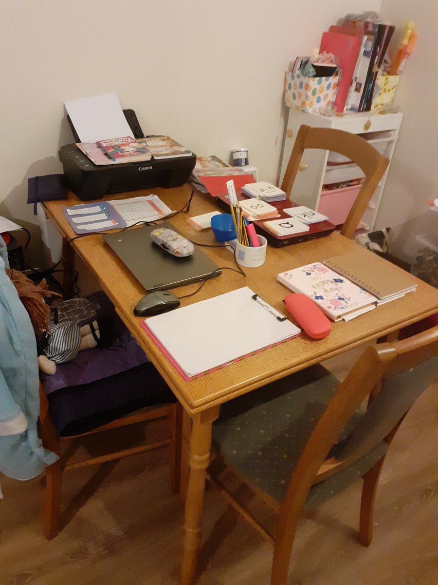 Megwool91's tweet photo. Setting yourself up for success! I have set out everything we need for tomorrows virtual school for both girls and some added extras to make their day a little more comfortable #massiveappreciationforteachers #justamum  @DilkesAcademy @MissEEpstein @MrsNyeTeacher @MissPepall_x https://t.co/E7wHc0N2lB
