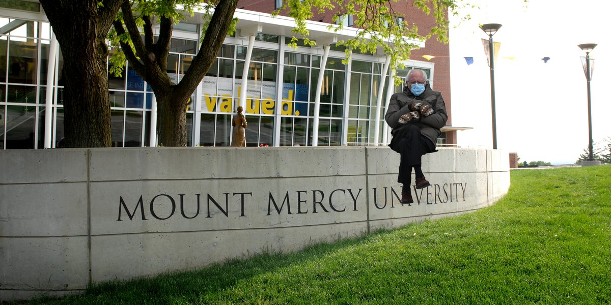 MountMercy's tweet photo. Don't let Bernie fool you, the Hill is a cozy place to call home https://t.co/CotkiAJ9zt