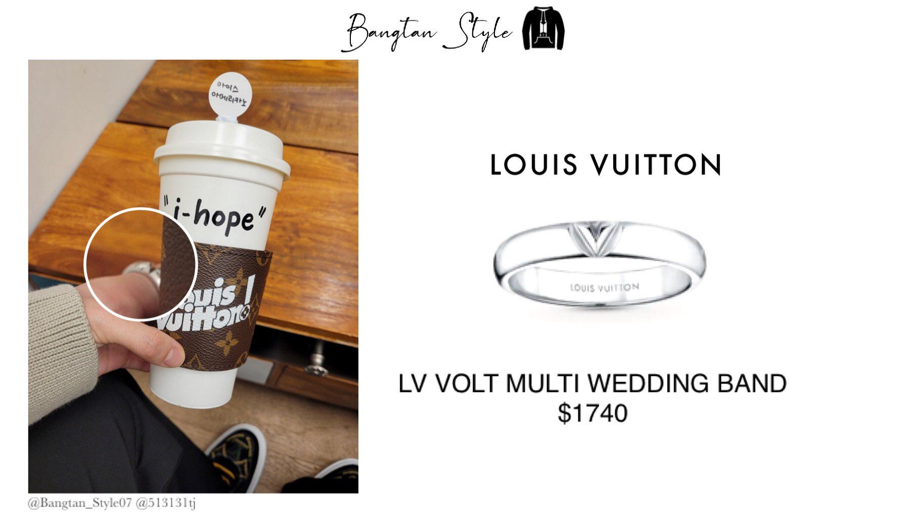 Bangtan Style⁷ (slow) on X: Twitter Post 210121 Hobi wears LOUIS VUITTON  LV Volt Multi Wedding Band ($1740). #JHOPE @BTS_twt   / X