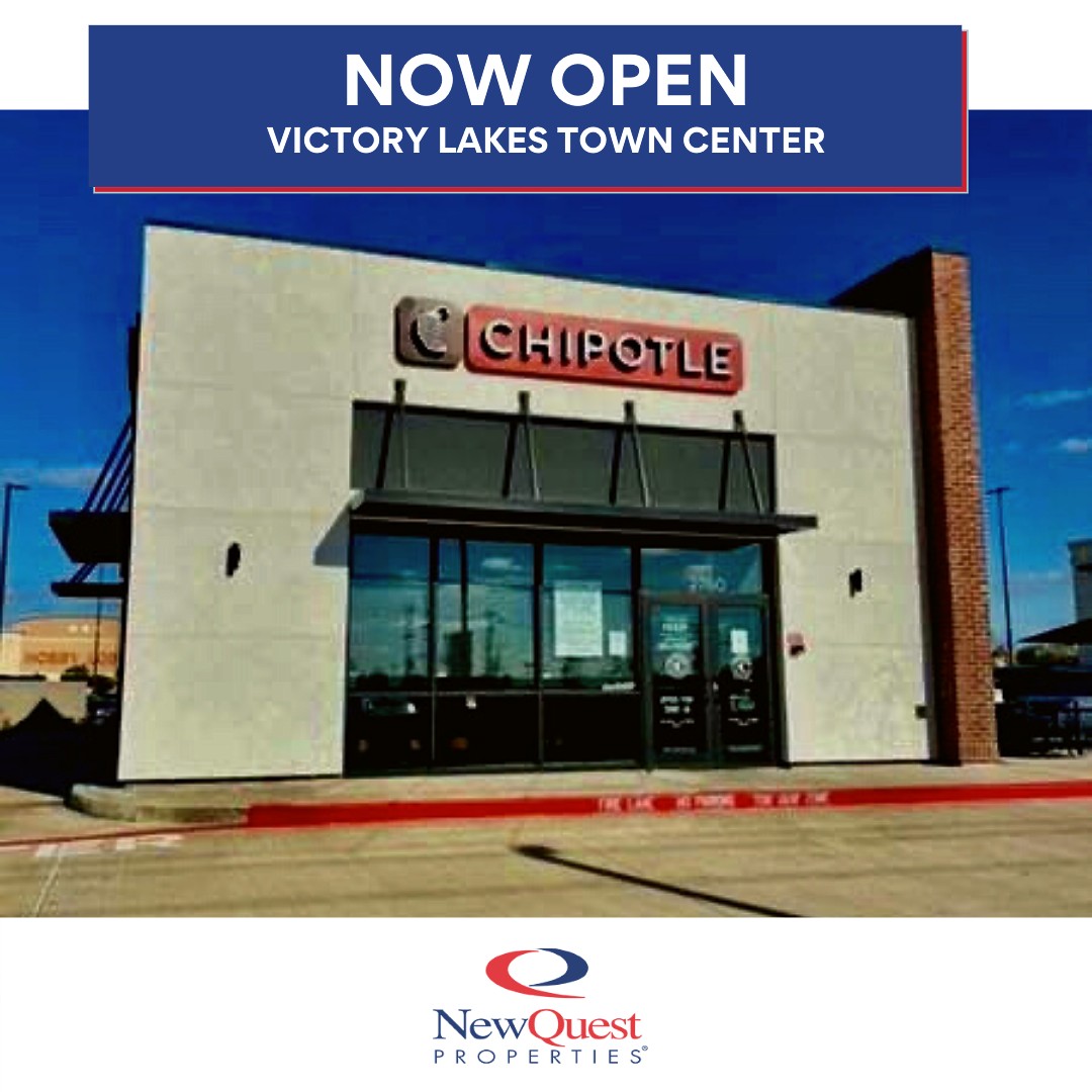 NOW OPEN: Chipotle Mexican Grill at Victory Lakes Town Center (League City, TX)!

 Find tenant opportunities at the Top 30 Fastest Growing Cities in the U.S.:  newquest.com/property/victo…
#CRE #NowOpen #Chipotle #LeagueCity