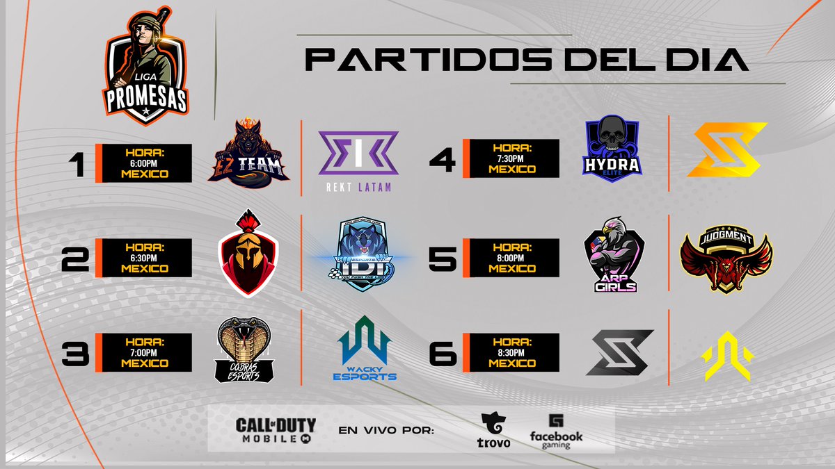 ¡Hoy inicia la LIGA PROMESAS!

En esta grandiosa edición tendremos 48 equipos disputándose por ganar este grandioso torneo, acompañanos desde las 6PM hora méxico en adelante en estos grandiosos enfrentamientos. 

VIVO POR: trovo.live/WhiteHunter