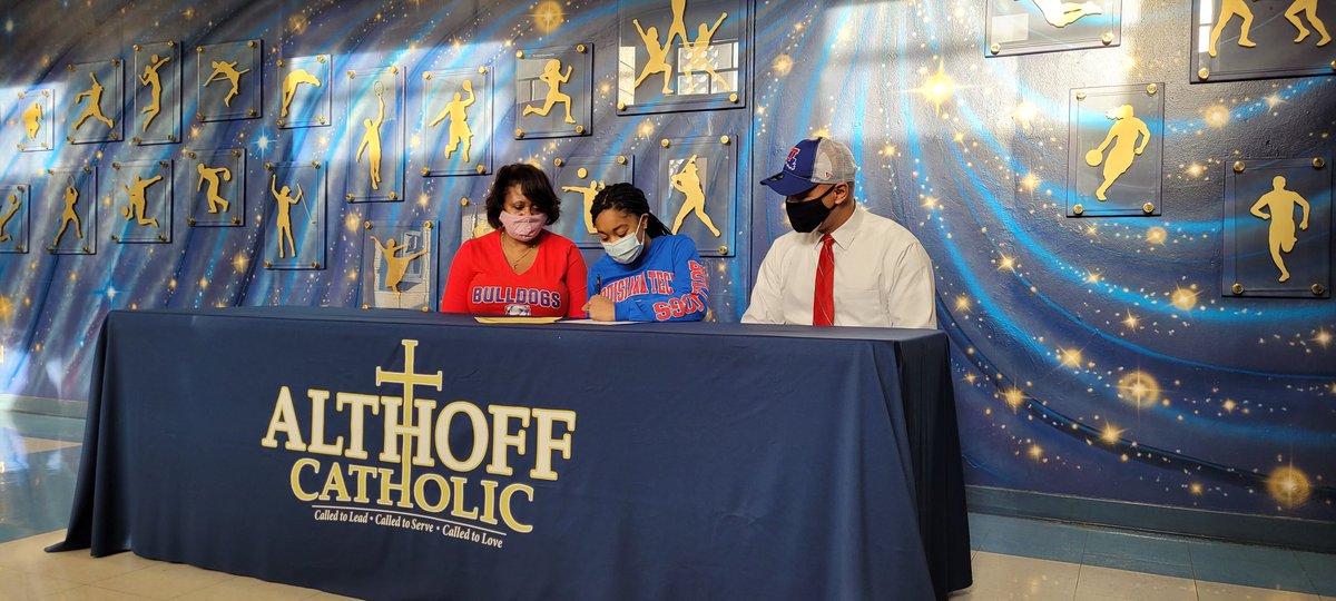 Here in Belleville as Althoff's Parks signs her letter of intent to run track at Louisiana Tech