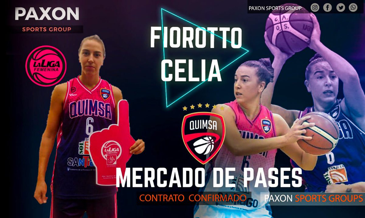 PaxonSports's tweet photo. #Fichajes #LNFB #LigaFemenina
La #JugadoraPaxon Celia Fiorotto,renovó vínculos con la Asociación Atlética Quimsa, de cara a la Próxima Liga Nacional y Liga Sudamericana 2021
Es siempre una gran alegría poder acompañar a una gran Profesional como Celia
Vamos por una gran temporada https://t.co/xPe96klnFO