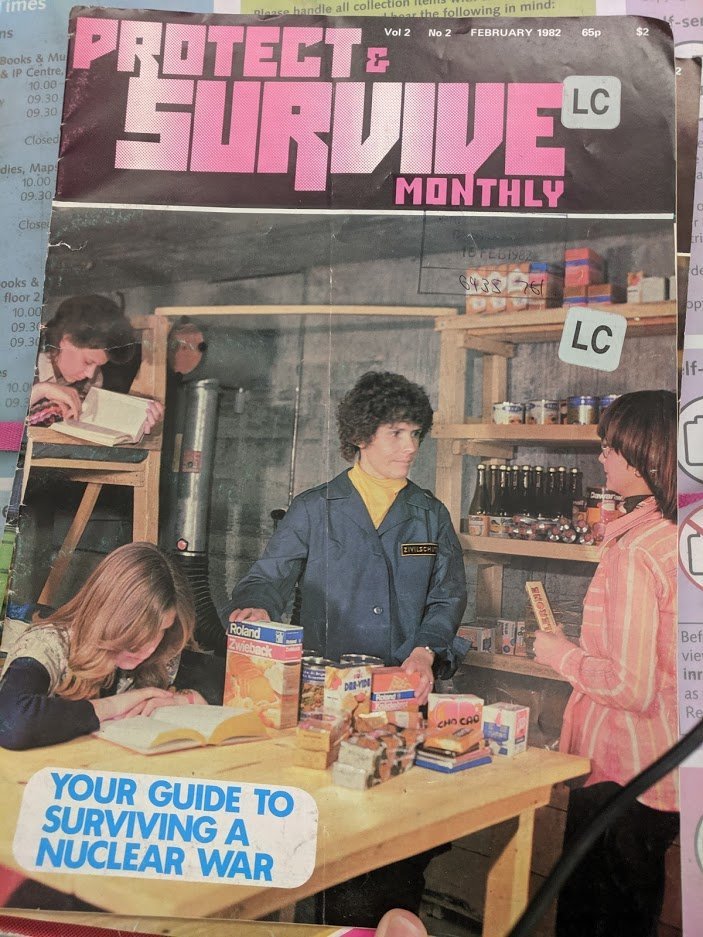 In The British Library, I found old copies of Protect and Survive Monthly. Here are some of the front covers.