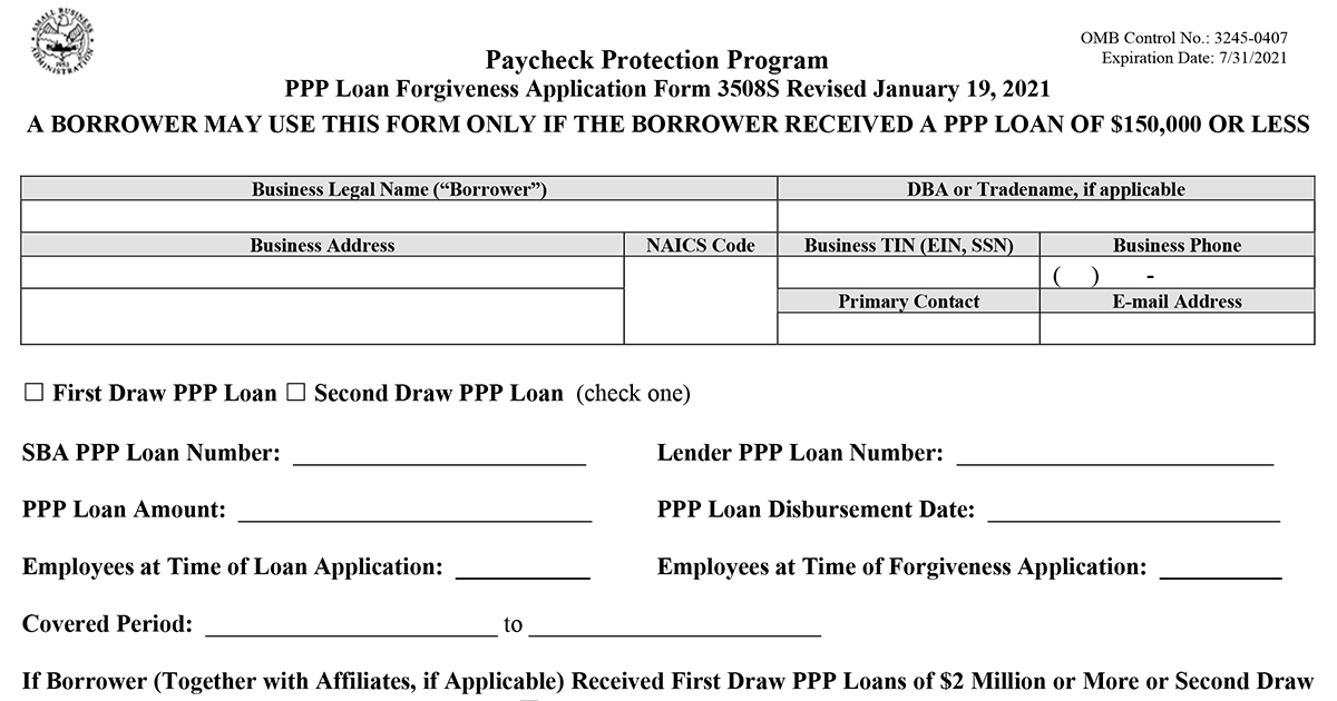 WegnerCPAs's tweet photo. If your organization received $150,000 or less from either a first draw or a second draw PPP loan, you can now use the new one page PPP Loan Forgiveness Application Form 3508S. https://t.co/nrSZCe4hnI https://t.co/ANSYwn7CJu