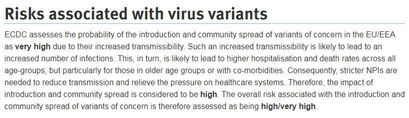 European CDC raises risk assessment of new coronavirus variants to "high/very high," says stricter interventions are needed ecdc.europa.eu/en/publication…