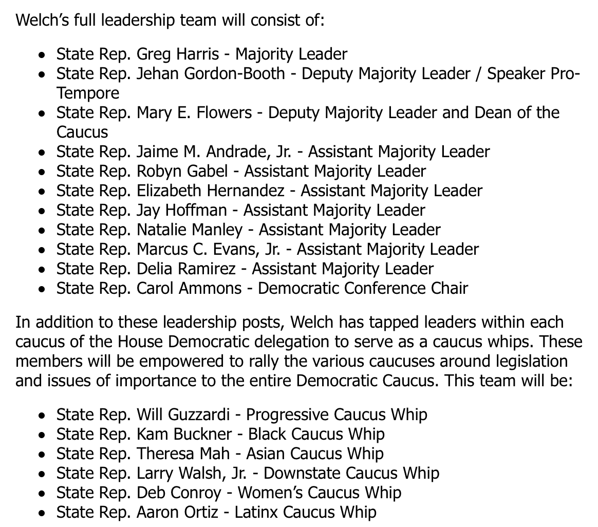 Also awesome to see so much Progressive Caucus representation on the team — hi <a href="/repgregharris/">Greg Harris🐀+🦄</a>, <a href="/RobynGabel/">State Rep Robyn Gabel</a>, @Delia4StateRep, <a href="/StateRepAmmons/">State Rep. Carol Ammons</a>, <a href="/ChicagoTM/">Theresa Mah</a>, <a href="/AaronOrtiz_IL/">Aarón Ortíz</a>!