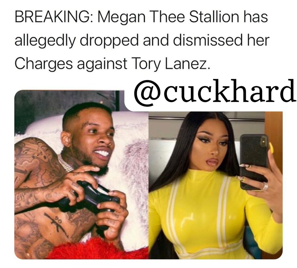 Wow! Look at that! I wonder WHY she dropped ALL charges? What about the slander, can <a href="/torylanez/">Tory Lanez</a> go after Markus now? #cuckhard
