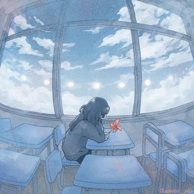 白夜の教室
#イラスト #illustration 