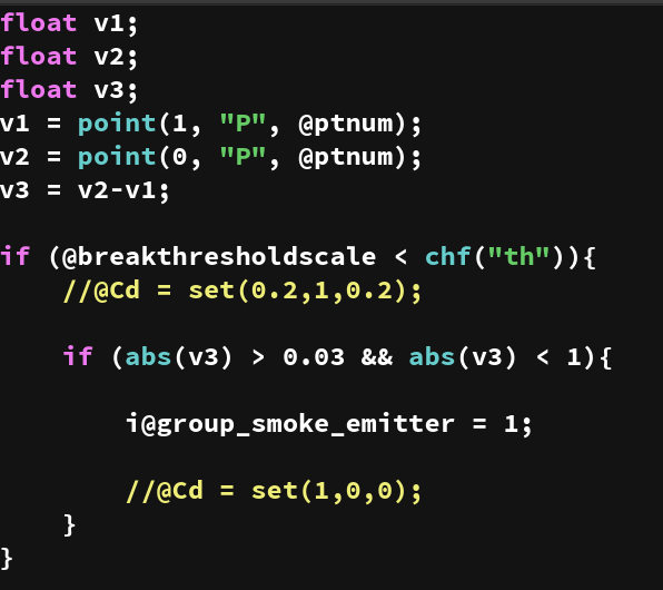 To generate the smoke we need the snow particles and we need to figure out how they're moving and how fast.Going through this again I'm not too sure this was the easiest way and I can't remember why I didn't just use the velocity of the particles but hey! it works so...
