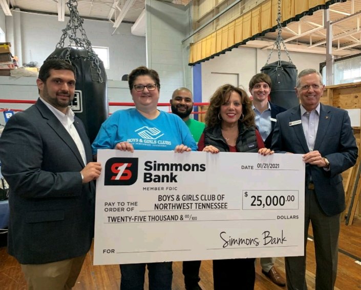 Thank you Simmons Bank for the sports equipment donation, that will also help fund some new boxing equipment.