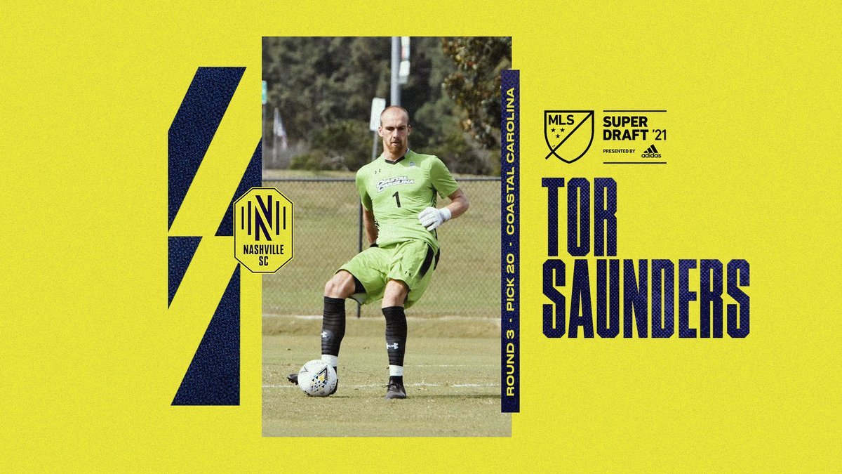NashvilleSC's tweet photo. With the 74th overall pick, Nashville SC selects Tor Saunders (@SaundersTor) from @CoastalMSoccer. 

Live blog: https://t.co/xJKbC7fP4U

#EveryoneN x #SuperDraft by @adidassoccer https://t.co/jjz1W6u4hA