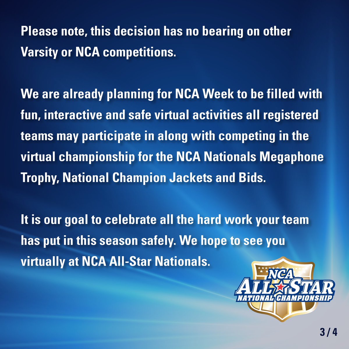 NCAupdates's tweet image. An important announcement regarding the 2021 NCA All-Star National Championship.