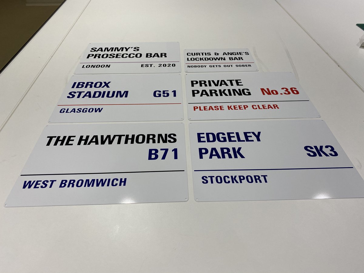 WallChimp's tweet image. Quiet night in the studio this evening, only a few metal sign orders came in which have been made and now ready for posting in the morning. #wallchimp #metalsigns #customsigns #footballgrounds #football #mancave