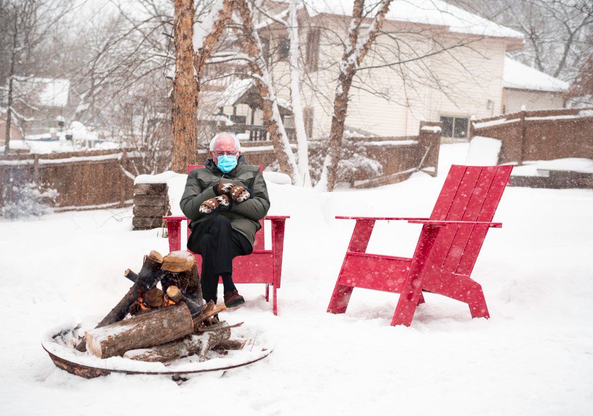 Stay warm Bernie! 
#BernieSanders