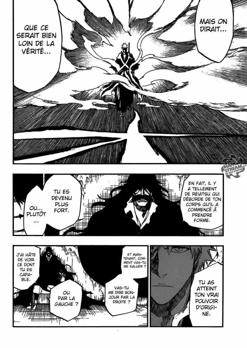Ichigo va pour affronter Yhwach en duo avec Orihime pour s’occuper de la défense. YHWACH DIT NE PAS USÉ DE ALL MIGHTY POUR LE COMBAT !!!