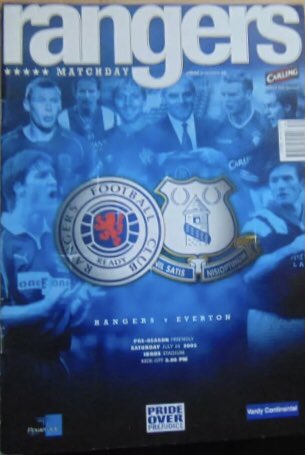 #214 Glasgow Rangers 2-3 EFC -Jul 26, 2003. David Moyes took the Blues to Ibrox to face Alex McLeish’s Glasgow Rangers side & triumphed 3-2 in an excellent friendly match win. Goals for EFC came from Li Tie, David Unsworth & Alan Stubbs - with Stubbs scoring a last minute winner.