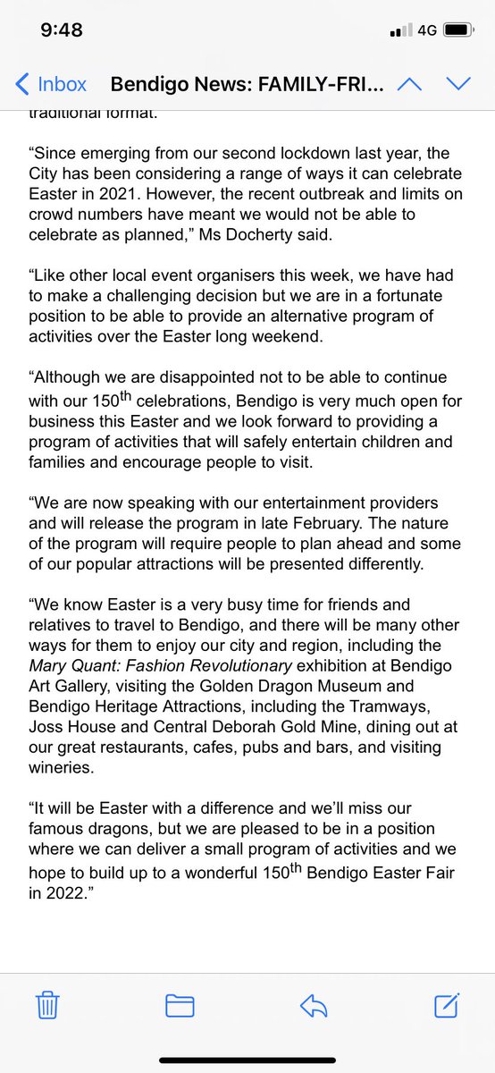 Shannon Schubert (@s_schubert2) on Twitter photo #BREAKING The 150th Bendigo Easter Fair’s been cancelled for the 2nd year in a row.
Although you wouldn’t guess it from the headline of this media release... Details below <a href="/WINNews_Ben/">WIN News Bendigo</a> <a href="/saveourvoices/">Save Our Voices</a> #saveourvoices #WINNews6pm #BREAKING The 150th Bendigo Easter Fair’s been cancelled for the 2nd year in a row.
Although you wouldn’t guess it from the headline of this media release... Details below <a href="/WINNews_Ben/">WIN News Bendigo</a> <a href="/saveourvoices/">Save Our Voices</a> #saveourvoices #WINNews6pm