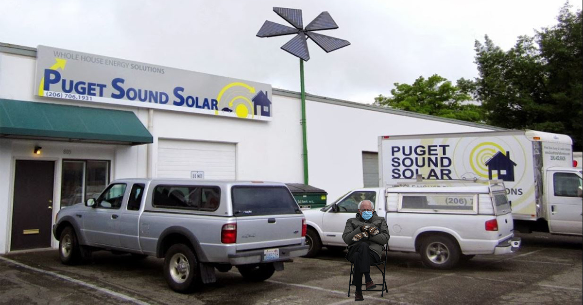 PugetSoundSolar's tweet image. Bernie It&apos;s Cold Outside  #FreeSolarQuote #VirtualAppointments #Bernie
