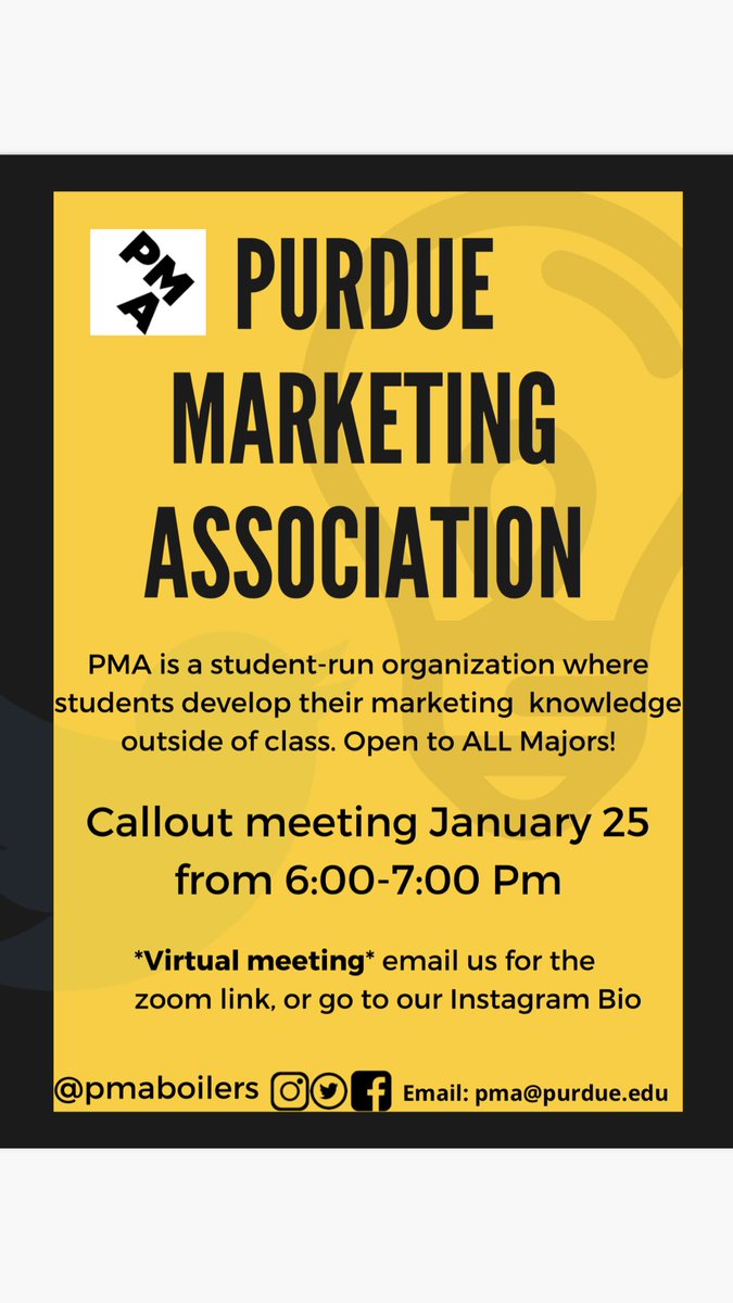 Why to join PMA
-Amazing group of students
-Guest Speakers
-Fun and Educational Workshops
-Boosts your resume
-Open to any major 
And many more! It’s a great way to be involved and learn outside the classroom. Hope to see you all at the callout :)