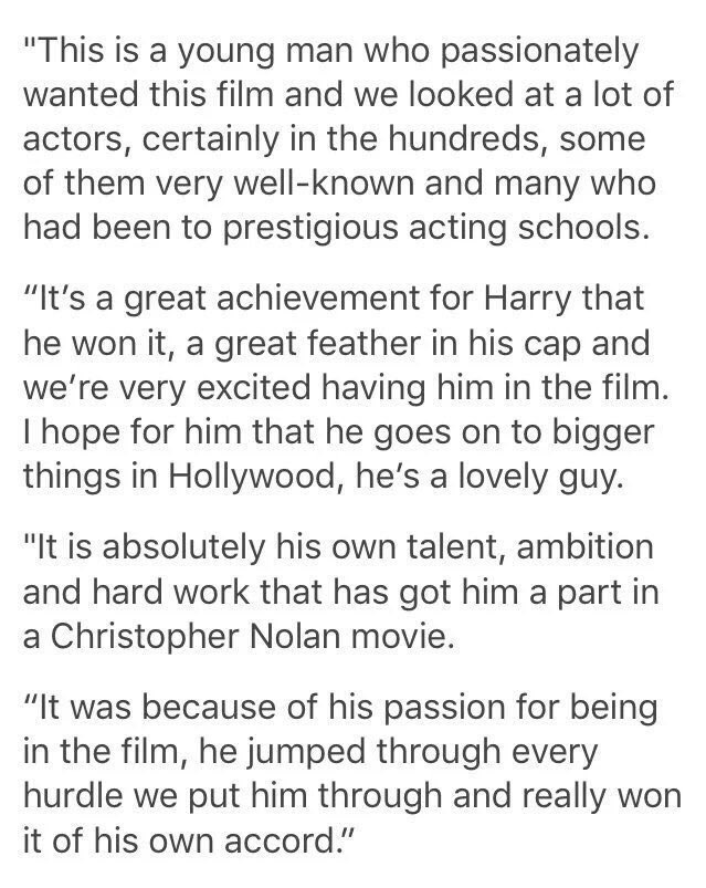 john papsidera (casting director of intersteller, dunkirk, inception, batman, the dark knight rises) about harry