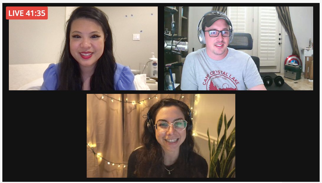 ladyleet's tweet photo. Filming #javascriptafterdark featuring @una! #fempire // @benlesh https://t.co/YmdHXIIkP7