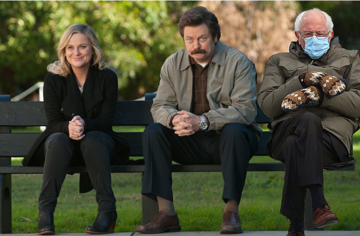 berniewarmhands's tweet photo. bernie when lil sebastian walks by #berniesmittens #parksandrecreation #byebyelilsebastian https://t.co/QregVmkUbb
