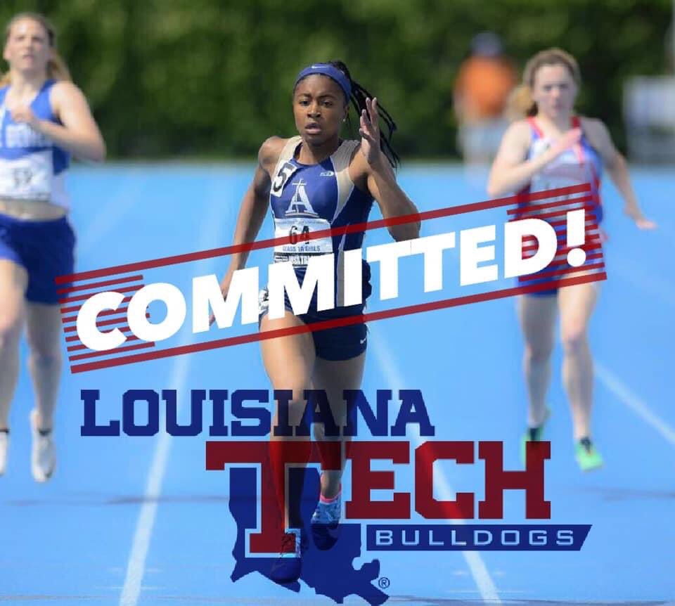 Blessed to announce I’ll be continuing my academic and track and field career at Louisiana Tech University! Thank you to my family, friends, teammates, coaches, and anyone else that’s shown me love, support, and has helped bring the best out of me.🤞🏾❤️ #GoBulldogs #theprocess