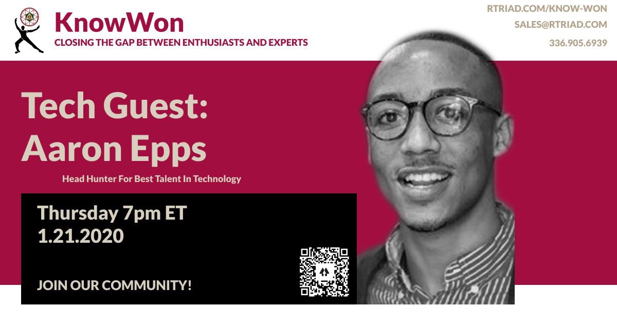 RTriadllc's tweet photo. @aaroneepps was mentioned in the Future of Work series we produced last year. In the discussion, we talked about how one can articulate value to employers and what employers are looking for.
Dropping gems tonight! Join us.
#Knowwon knows it all.
https://t.co/CNe8zKa1oA https://t.co/Nfzog7Vs09