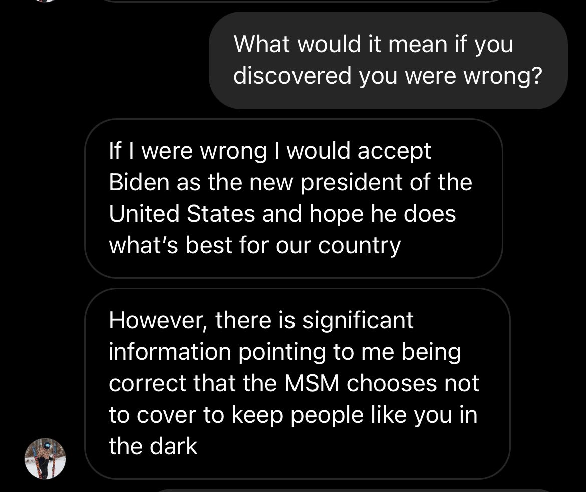 Guys, my conversations with QAnon supporters are going great When I studied cults in college, I never thought I would get the chance to speak to actual cult members