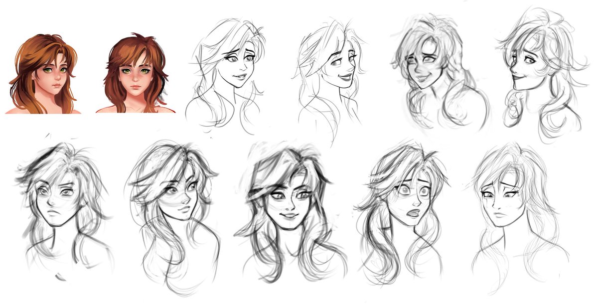Some face/expression practice using my OC Lia as a subject and Disney animators as inspiration 🙏❤️ 