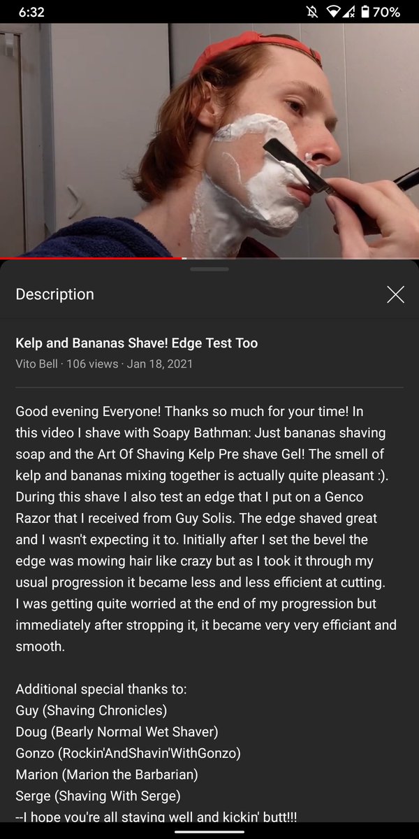 youtu.be/TGdt0kpsuZg

Hey y'all! I hope you're staying well! If you haven't tried soapy batman's just bananas shaving soap I'd highly recommend it!! In this video I shave with it and with the art of shaving's kelp preshave gel. Both excellent products! 

#straightrazor #shave