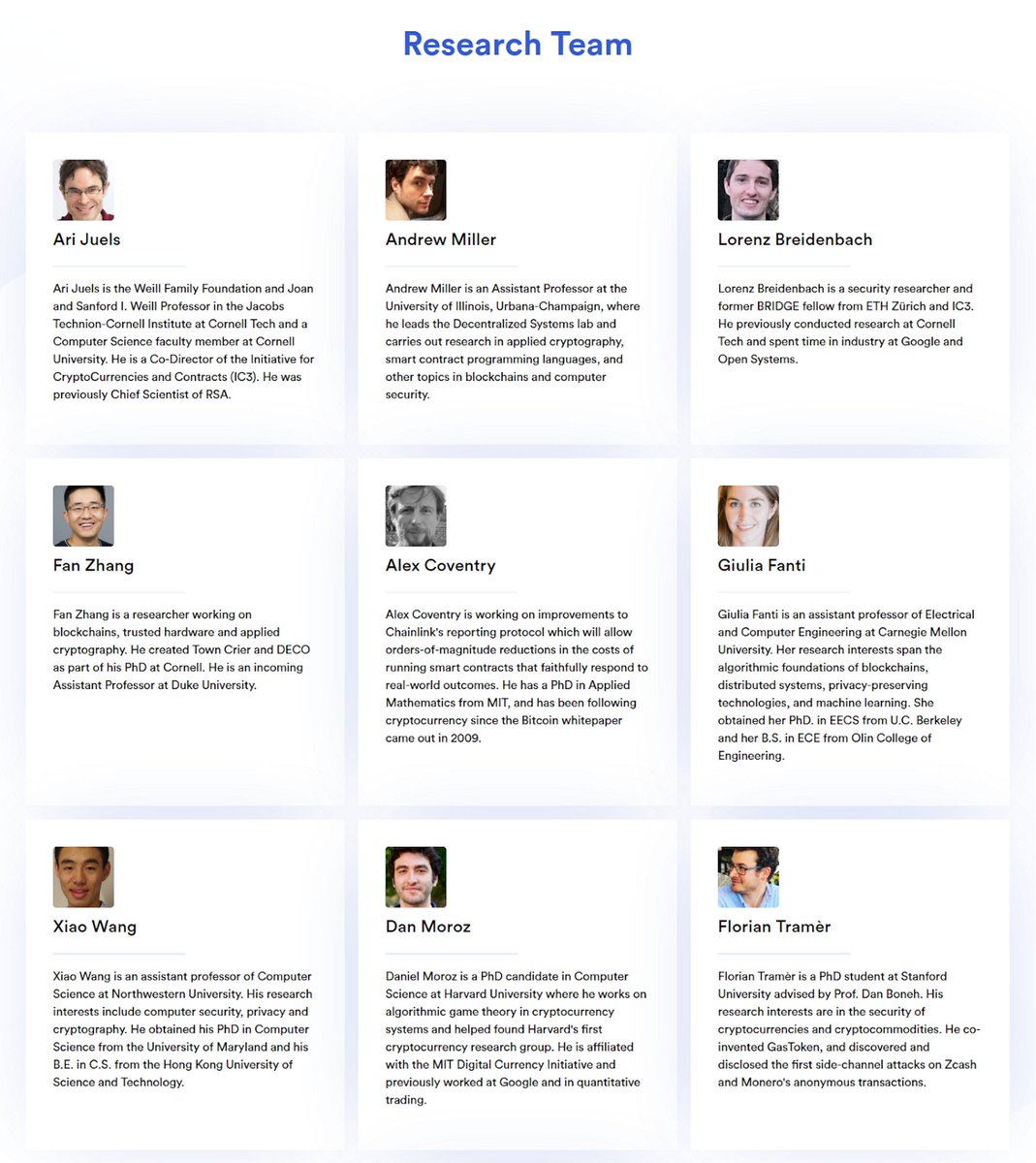 46/ The Chainlink Network is also support by a top tier list of accomplished academic and business advisorsEvan Cheng ( @TheBeet1)Andrew Miller ( @socrates1024)Tom Gonser ( @tgonser)This includes a full-time research team focused on improving the Chainlink Network