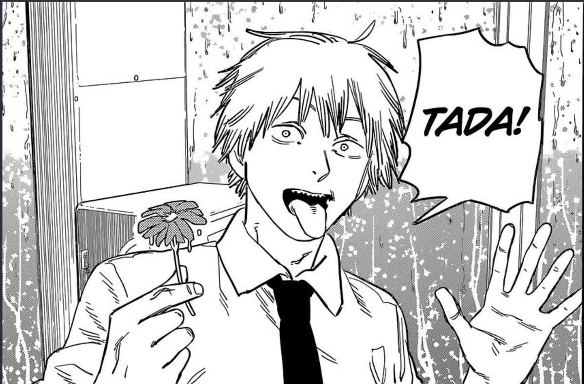 About denji’s journey as a character. He learns about different emotions and ways to see the world around him from point 0 unlike other Shounen MC’s that already have their Morals and ideals set for them(Asta, Deku, etc.) and Us as readers can kinda relate to his decisions