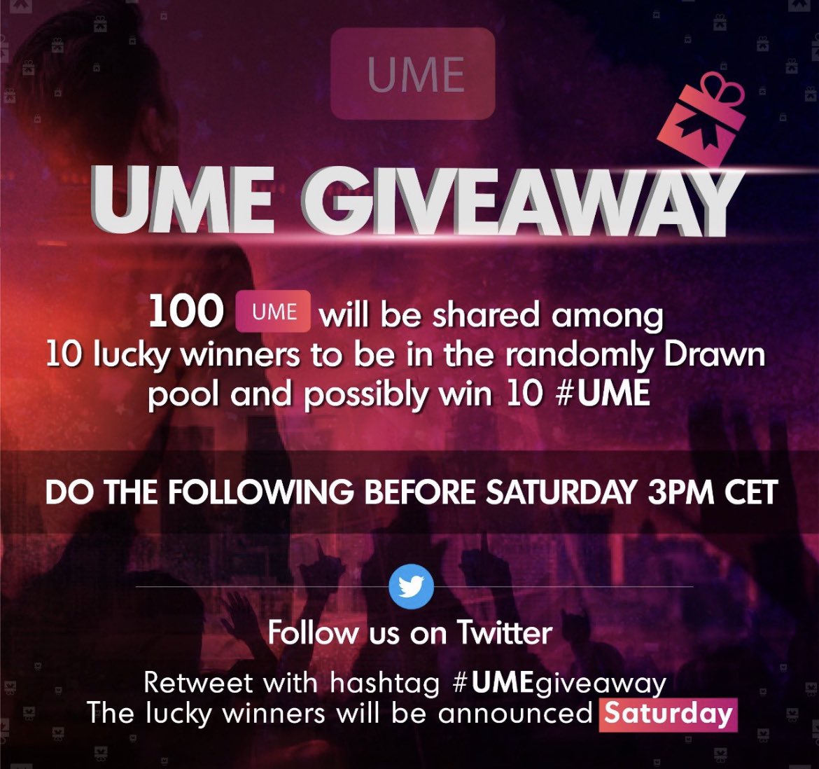 UME_DeFi's tweet photo. REMINDER: #umegiveaway Don’t miss out, free UME up for grabs ✅  Follow us , retweet using #️⃣ #umegiveaway and tag a few #defi friends to enter, Winner will be announced on Saturday! #eclipcity #DeFi #tron #uswap #ume #eft #trx #sun #klv #usdt #BTC   #ethtron #eth #usdj #JST https://t.co/HgRxhW8RTw