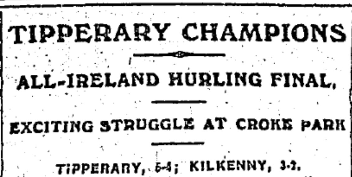 On this day in 1917 the much delayed All-Ireland Senior Hurling Championship Final of 1916 was played at  @CrokePark between  @TipperaryGAA and  @KilkennyCLG in front of a crowd of 5,000 spectators, the small crowd was to be blamed on travel restrictions in place at the time