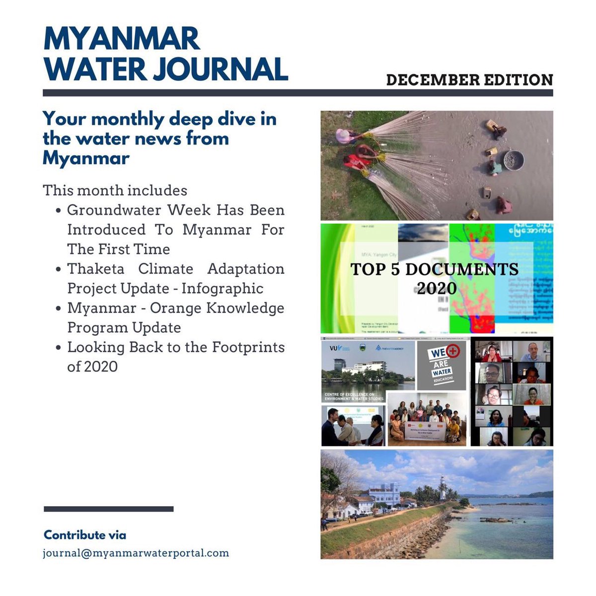 Our monthly newsletter - #Myanmar Water Journal (December edition) has been published and it's in your email! 📩

You can read here - bit.ly/2XUNMNG

Please subscribe bit.ly/2DYoV2c so that you can receive our newsletter monthly.

#waterMM