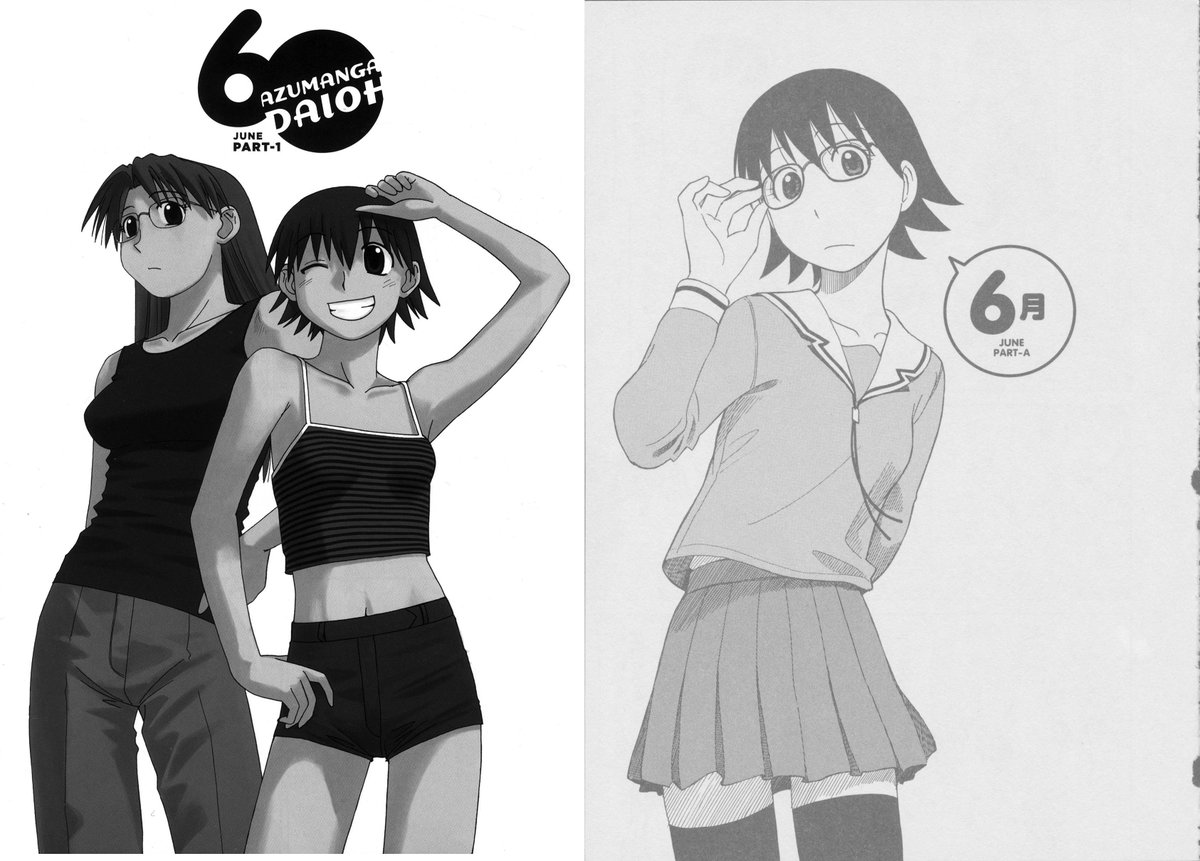 uhh mini thread i've been wanting to do for a while. in 2009 when azumanga daioh was re-released a lot of the art was redrawn, and i wanted to go through volume 3 in particular because i find it interesting how much it says in terms of what *isn't* changed compared to what is