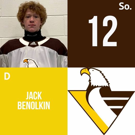 Sophomore Defenseman Jack Benolkin netted his first Varsity Goal and it felt so good he added a second!  He also added an assist for a 3 point night!  Stick Taps to "Beno"! 🦅🏒🚨 #WeAreAV #GoEagles