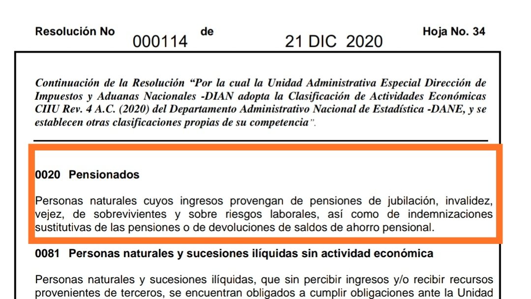 ampg_'s tweet photo. @DIANColombia @DIANColombia pregunta: 1) El código 20 "pensionados", aplica a las personas con "asignación de retiro" de la fuerza pública? https://t.co/eswM1fxFOY