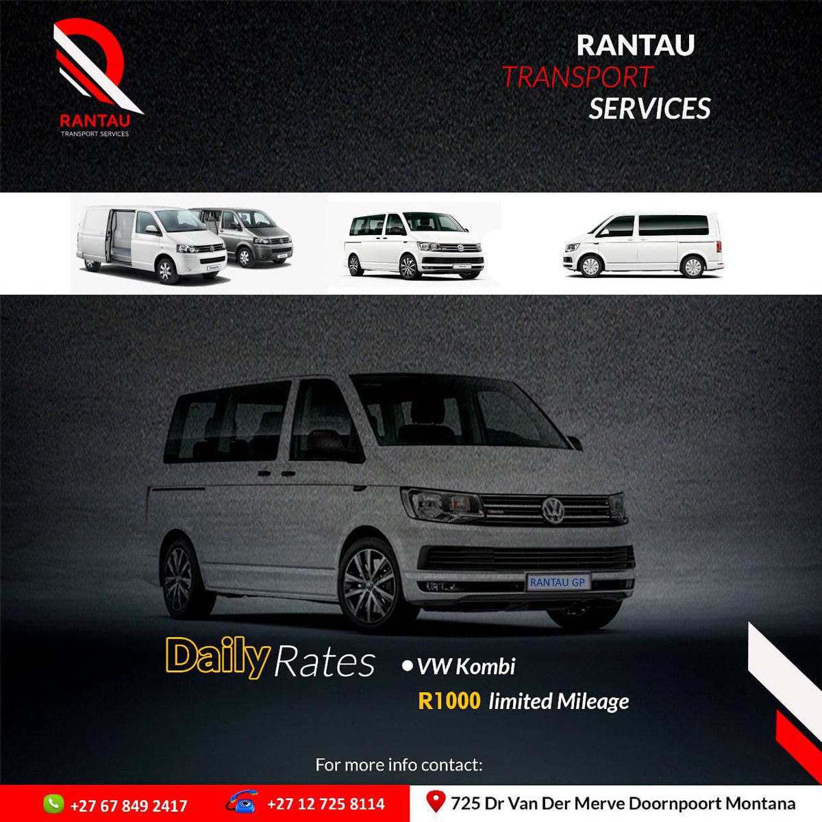 RantauTransport's tweet photo. Remember that New Year Promo??

It’s here 🚘 Rent out any of the attached cars from Rantau Car services at the most reasonable prices. 

📍: 725 Dr van Der Merve Doornpoort Montana Pretoria, South Africa
📱: 067 849 2417

Here’s to making more cherished memories in 2021! https://t.co/RdzqAwC5hw